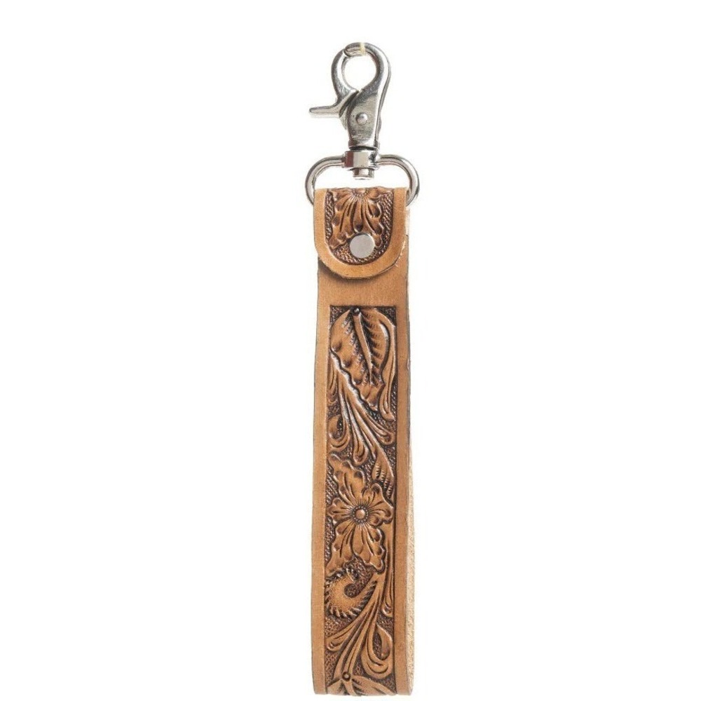Myra Bag Tampico Trails Keychain FOB Hand Tooled Honey Brown Leather S-10839